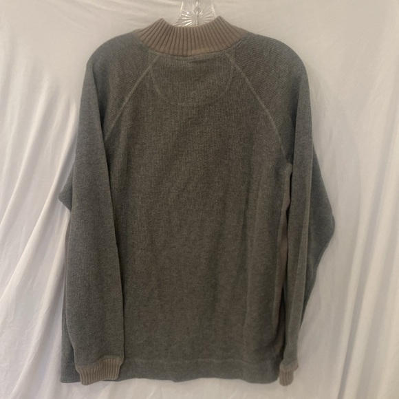TOMMY BAHAMA 1/4 Button Mock Pullover Sweater Grey Men's Sz large - Picture 6 of 6